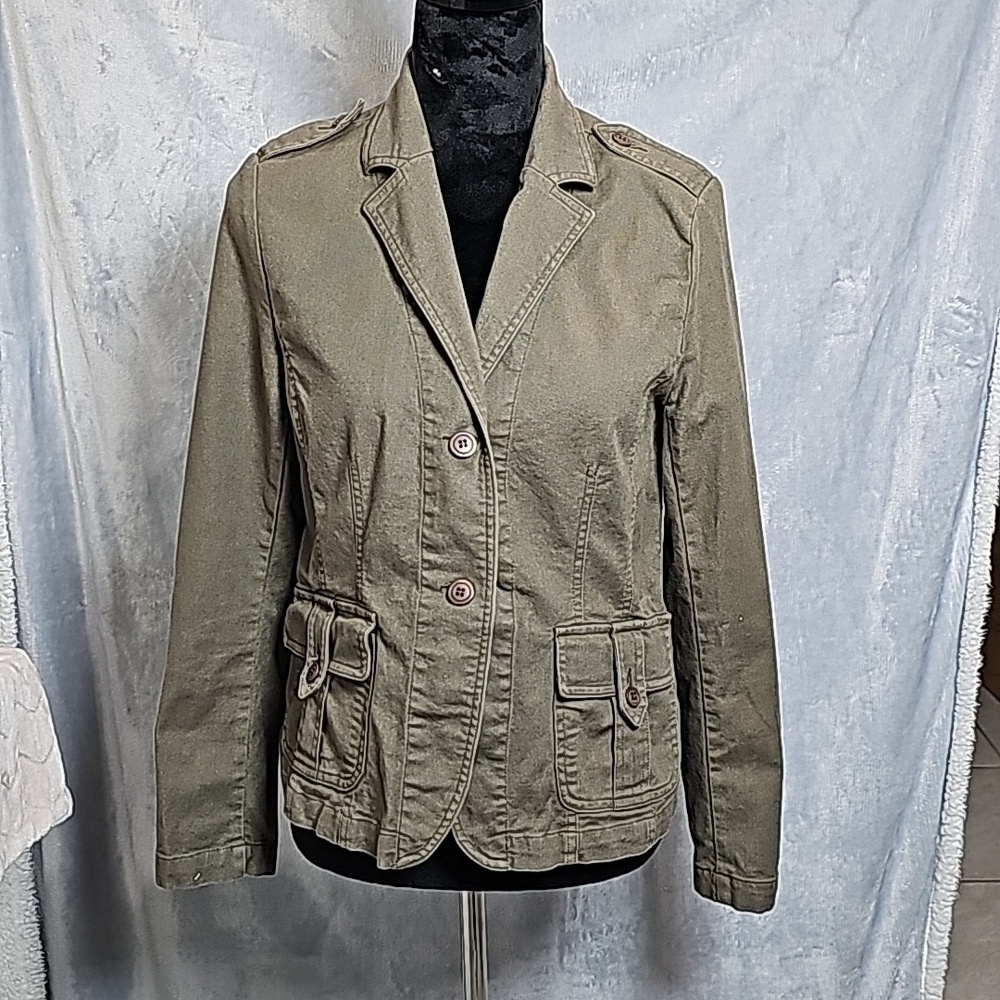 Tribal Stretch Army Green Women's Cotton Utility Jacket Size 4